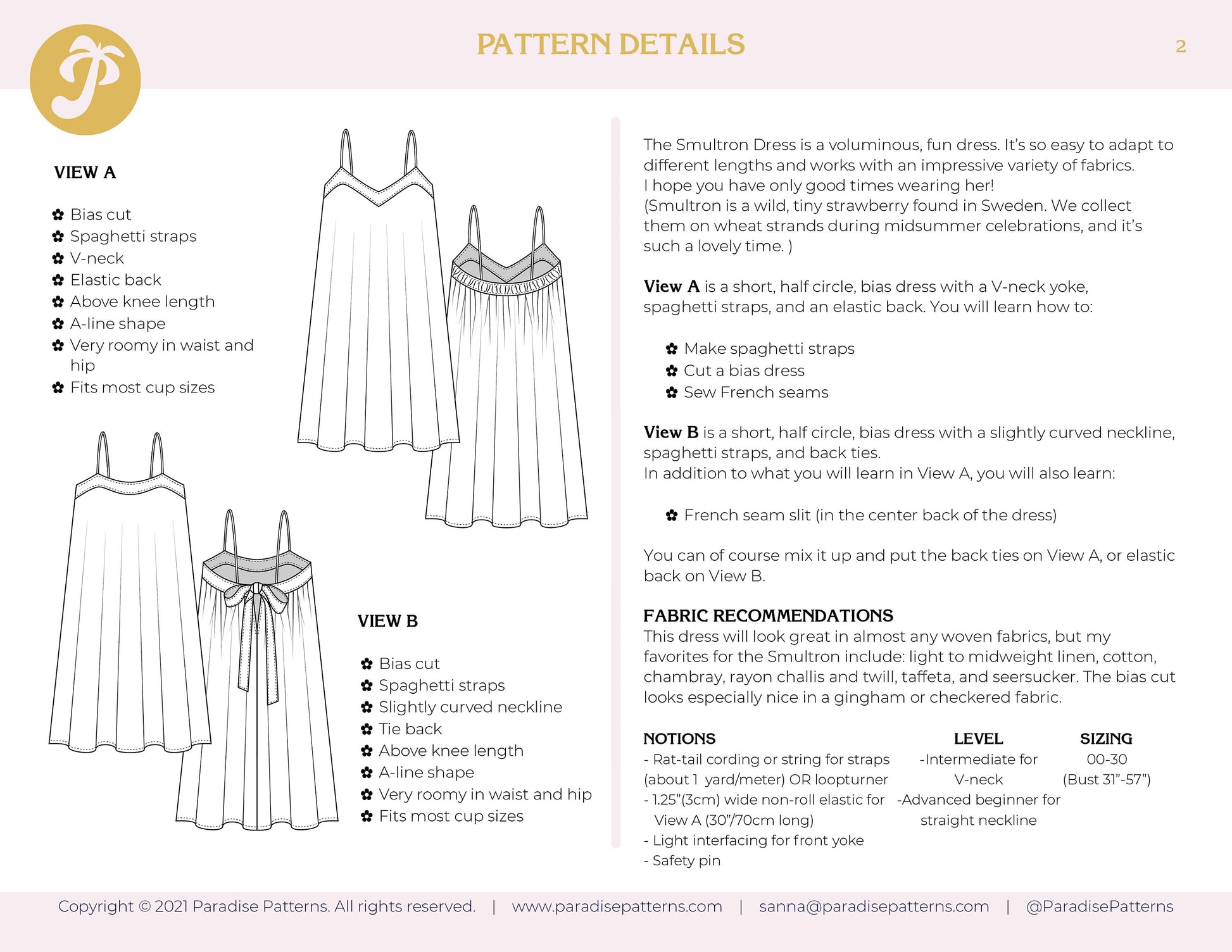 Smultron Dress Paradise Patterns Smultron Dress Paradise Patterns